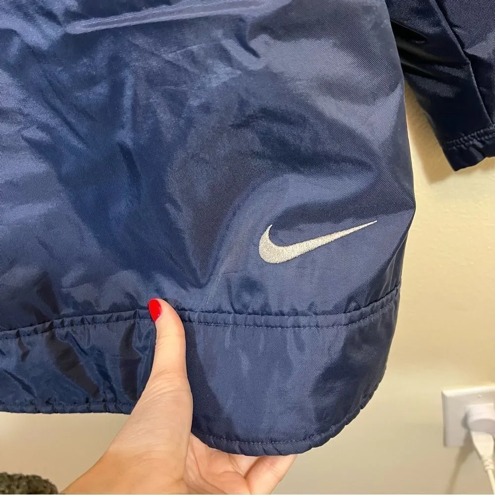 Vintage Nike Men's Navy Blue Fleece Lined Jacket Large Gray Tag